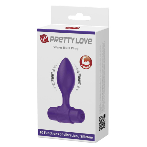 Pretty Love Vibro Butt Plug - Анальная пробка с вибропулей, 8.6х2.7 (фиолетовая)