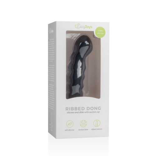 EasyToys Ribbed Dong - Фаллоимитатор на присоске, 14,3 см (черный)