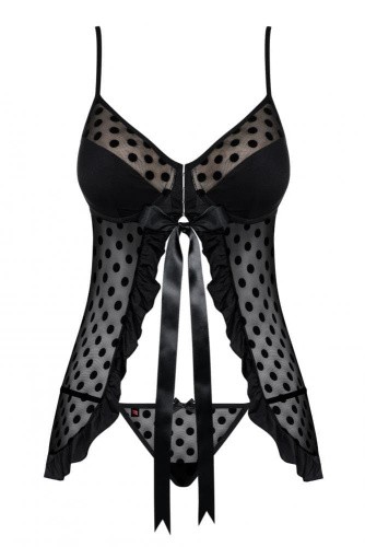 Obsessive Dotina babydoll - сексуальный бэби долл, L/XL (чёрный)