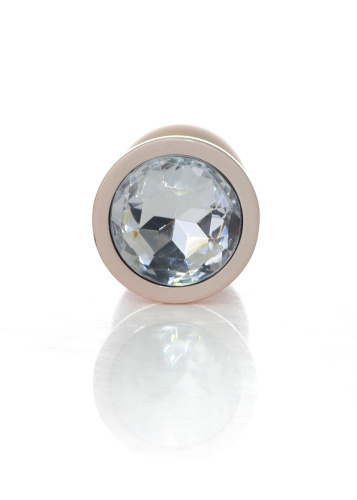 Анальная пробка с камнем B-Series Jewellery Pearl Gold Plug Clear, M