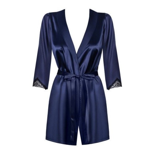 Obsessive Satinia robe - сатиновый пеньюар, S/M (синий)