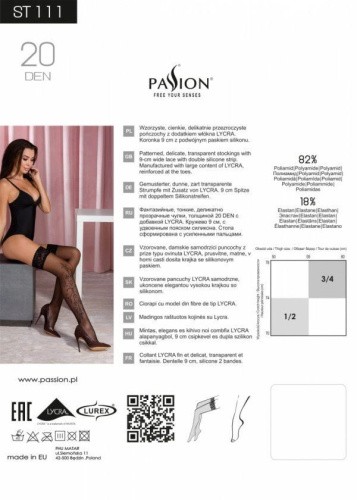 Passion TI112 - Колготки з ефектом панчох на підв'язках, 3/4 (чорний з червоним) - купити в Києві, Україні