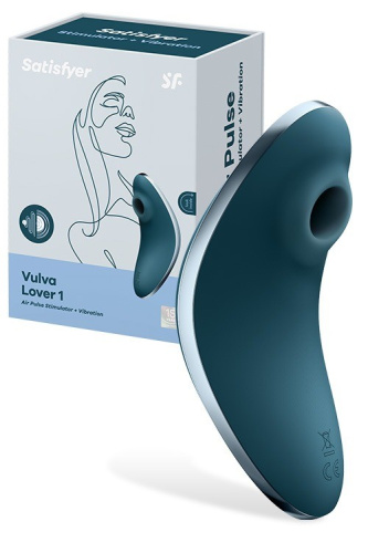 Satisfyer Vulva Lover 1 - Вакуумный вибратор, 12х5.4 см (синий)