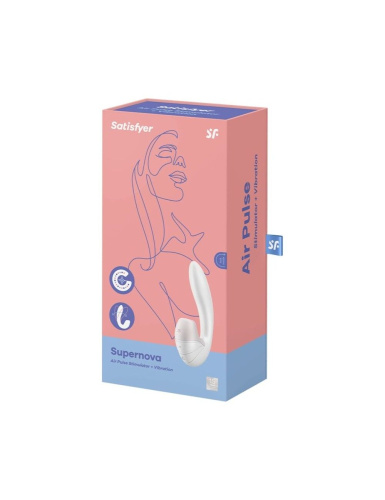 Satisfyer Supernova - Вибратор с вакуумно-волновым стимулятором клитора, 16.9х3.7 см (белый)