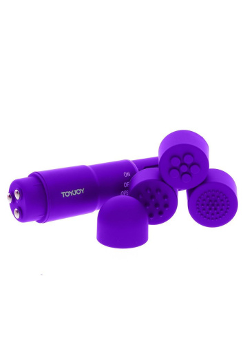 Toy Joy Funky Massager - Вибромассажер с насадками, 10х2.5 см (фиолетовый)