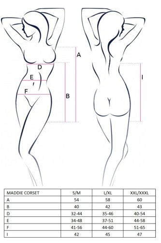 Passion - Maddie Corset - Корсет-сорочка с пажами и трусики, S/M