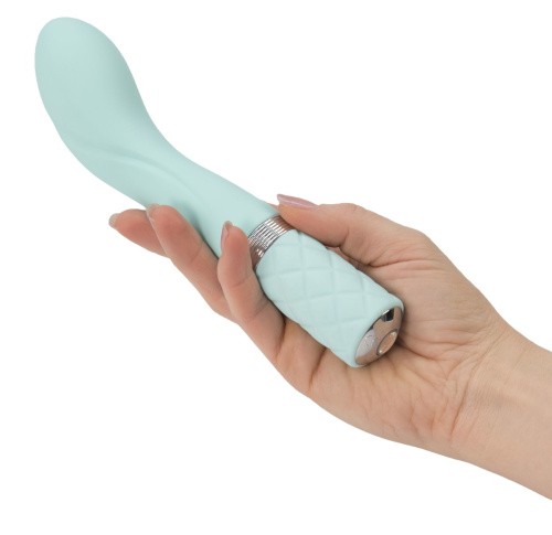 Pillow Talk - Sassy Teal - Роскошный вибратор  с кристаллом Сваровски для точки G,12.8х3.8 см. (голубой)