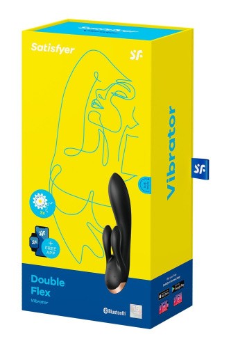 Satisfyer Double Flex - Вибратор-кролик с тремя моторчиками, 20.1х4.6 см (чёрный)