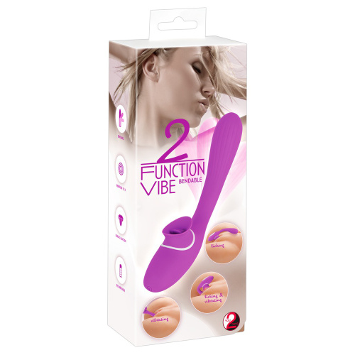 You2Toys 2 Function Bendable Vibe вибратор с вагинально-клиторальной стимуляцией и шаловливым язычком, 22.3х3.4 см