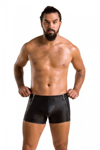 Passion - 049 SHORT MATT black - Сексуальные мужские шорты на молниях, S/M