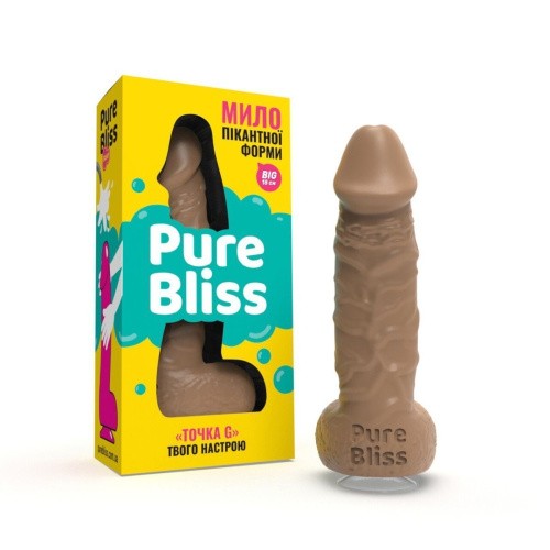 Pure Bliss Big - Крафтовое мыло-член с присоской, 18х4.2 см (коричневый)