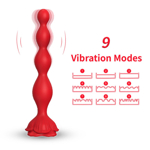 Rosestick Red, 9 Vibration Functions - Анальный стимулятор, 19,5 см (красный)