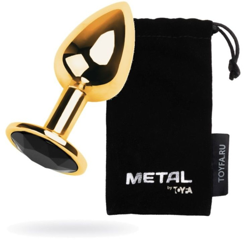 Toyfa Metal - Металлическая анальная пробка со стразом, 7.5х3 см (золотой)