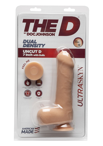 Doc Johnson The - Uncut D - 7 Inch With Balls - фалоімітатор необрізаний, 17.8х4.5 см (тілесний) - купити в Києві, Україні