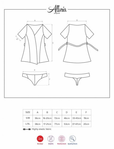 Obsessive Alluria robe - сексуальный пеньюар с кружевом, XXL (чёрный)