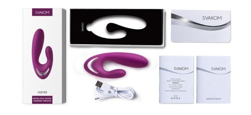 Svakom Vesper Strong Dual Motor Warming Vibrator - вибромассажер с подогревом, 14.8х4.2 см (фиолетовый)