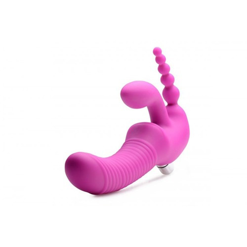 Regal Rider Vibrating Silicone Strapless Strap On Triple G Dildo - Безремневой страпон с вибрацией, 22.9х3.8 см