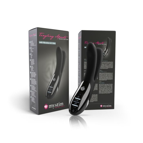 Mystim Tingling Aparte eStim - Вибратор двойной с электростимуляцией, 25х4,3 см., (черный)