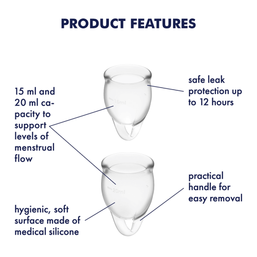 Satisfyer Feel Confident Menstrual Cup - Менструальные чаши, 15 и 20 мл (прозрачные)