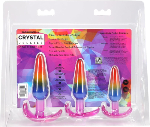 Набір анальних пробок Doc Johnson Crystal Jellies - Anal Trainer Set - Rainbow - купити в Україні | Секс шоп SEX-SHOP.ua