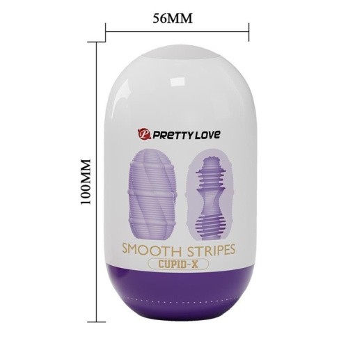 Pretty Love Smooth Stripes Cupid-X - Мастурбатор-яйцо с чувственным рельефом, 10х5.6 см (фиолетовый)