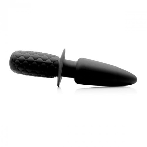 The Plug 10x Silicone Vibrating Thruster - анальный вибратор с рукояткой, 18 см (черный)
