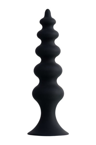 Toyfa Popo Pleasure Anal Plug - анальная пробка ёлочка, 11.5х2.9 см (черный)