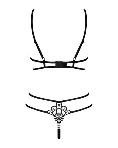 Obsessive Badossa 2-pcs set - Комплект открытого белья, S/M (чёрный)