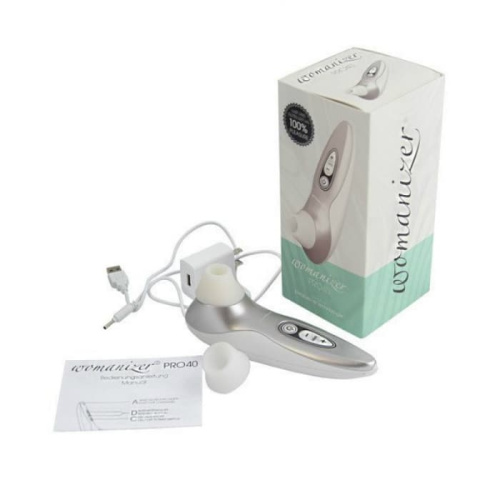 Womanizer Pro40 - Вакуумный стимулятор клитора, 16х4.5 см (белый)