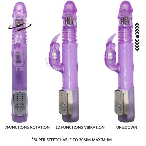 Deluxe Dream Lover Vibrator Purple With Bunny - вибратор кролик с вращением, толчками и вибрацией, 26х3 см