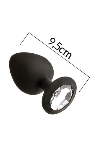 MAI Attraction Toys №49 анальная пробка с кристаллом, 9,5х4 см (чёрный)