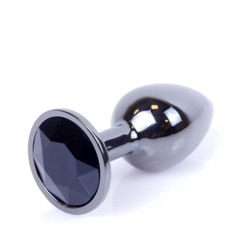 Металлическая анальная пробка с кристаллом B-Series Jewellery Dark Silver