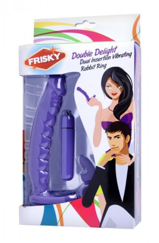 Frisky Double Delight Dual Insertion Vibrating Rabbit Cock Ring - насадка для двойного проникновения, 16.5х2.6 см (фиолетовый)