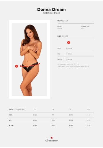 Obsessive Donna Dream - Мереживні стрінги, XS/S (чорний) - купити в Києві, Україні
