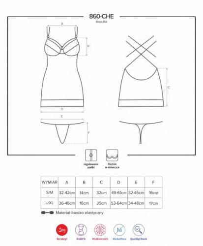 Комплект Obsessive 860-CHE-3 chemise (Красный, L/XL)
