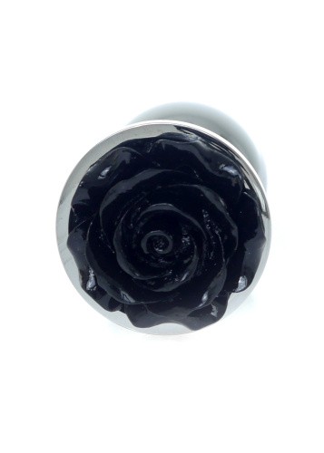 Boss Jewellery Silver Plug Rose Black - Анальная пробка, 9х3.4 см (чёрный)