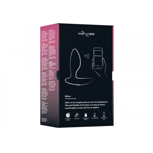 We-Vibe Ditto+ Satin Black + Лубрикант 50 мл - Анальний смарт-вібратор, 8,8 см (чорний) - купити в Києві, Україні