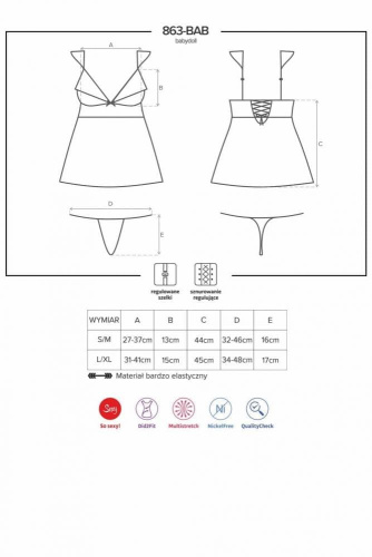 Комплект Obsessive 863-BAB-3 babydoll (S/M)