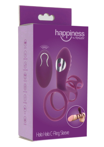 TOYJOY Halo Halo C-Ring Sleeve - Вибронасадка с дистанционным пультом управления, 6,2 см (фиолетовый)