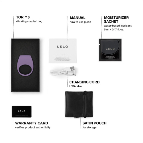 Ерекційне кільце з вібрацією LELO Tor 3 Violet Dusk - купити в Києві, Україні