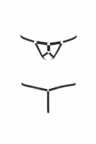 Passion Armanda Thong трусики-стринги из стреп, S/M (чёрный)
