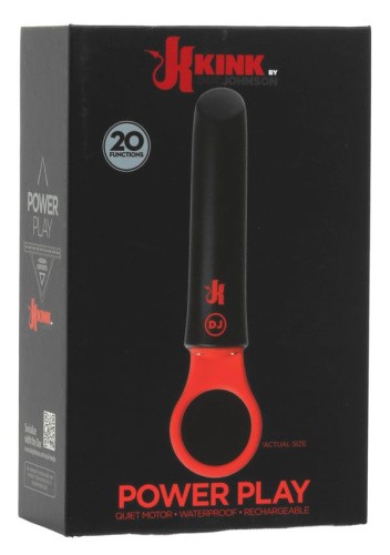 Doc Johnson Kink - Power Play with Silicone Grip Ring - Вибратор, 13.4х2.5 см (чёрный)