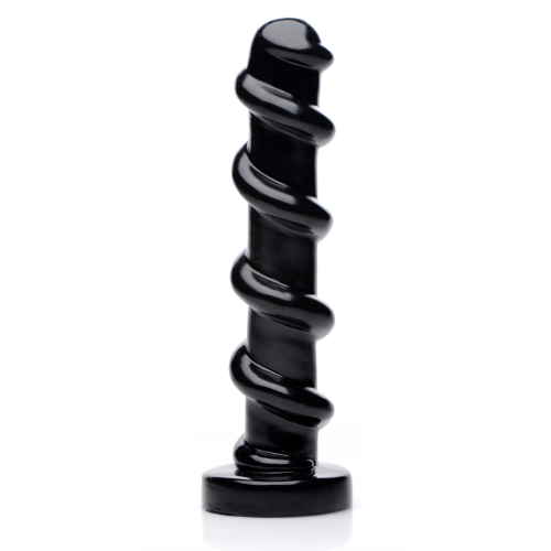 MC Mighty Screw 9.5 inch Dildo - ребристый фаллоимитатор с винтовой конструкцией, 24.13х5.7 см (чёрный)
