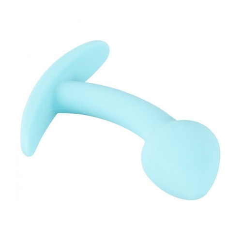 Mini Butt Plug Blue - Анальная пробка с контурной головкой, 6.4х2.6 см (голубой)