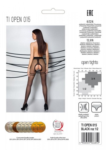 Passion Tiopen 015 - Колготки с открытым доступом, XS\S, 20 den (чёрный)