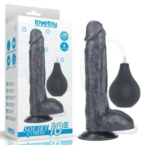 LoveToy - 10'' Squirting Dildo - Фалоімітатор, 25.5х4.5 см (чорний) - купити в Києві, Україні