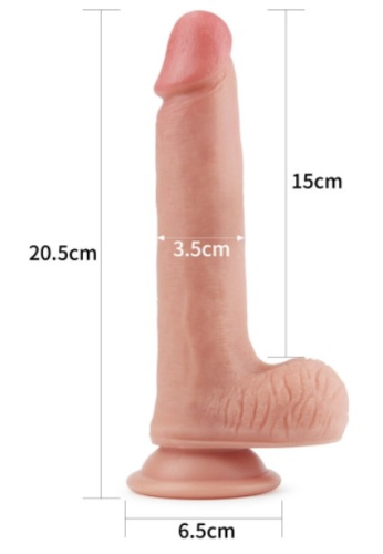 8'' Dual layered Platinum Silicone Cock - Фаллоимитатор с машонкой, 20,5 см (телесный)