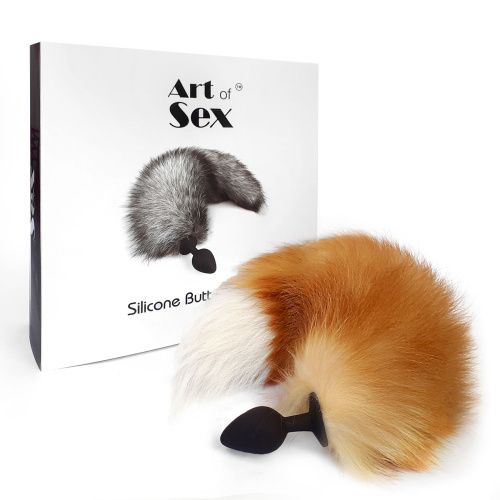 Силиконовая анальная пробка с хвостом Art of Sex Red Fox fox, M