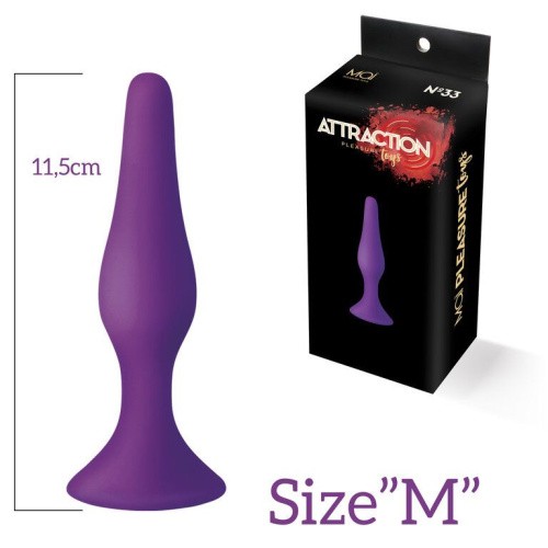 MAI Attraction Toys №33 анальная пробка на присоске, 11,5х3 см (фиолетовый)