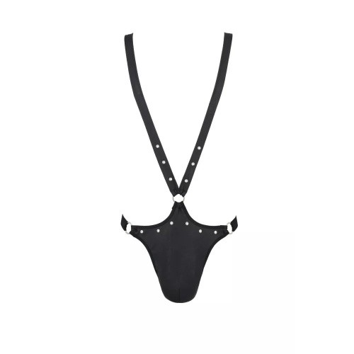 Passion - 028 BODY HARRY black - Мужской боди на лямках, L/XL
